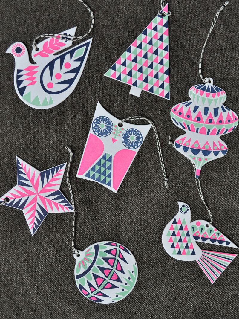 letterpress ornament gift tags