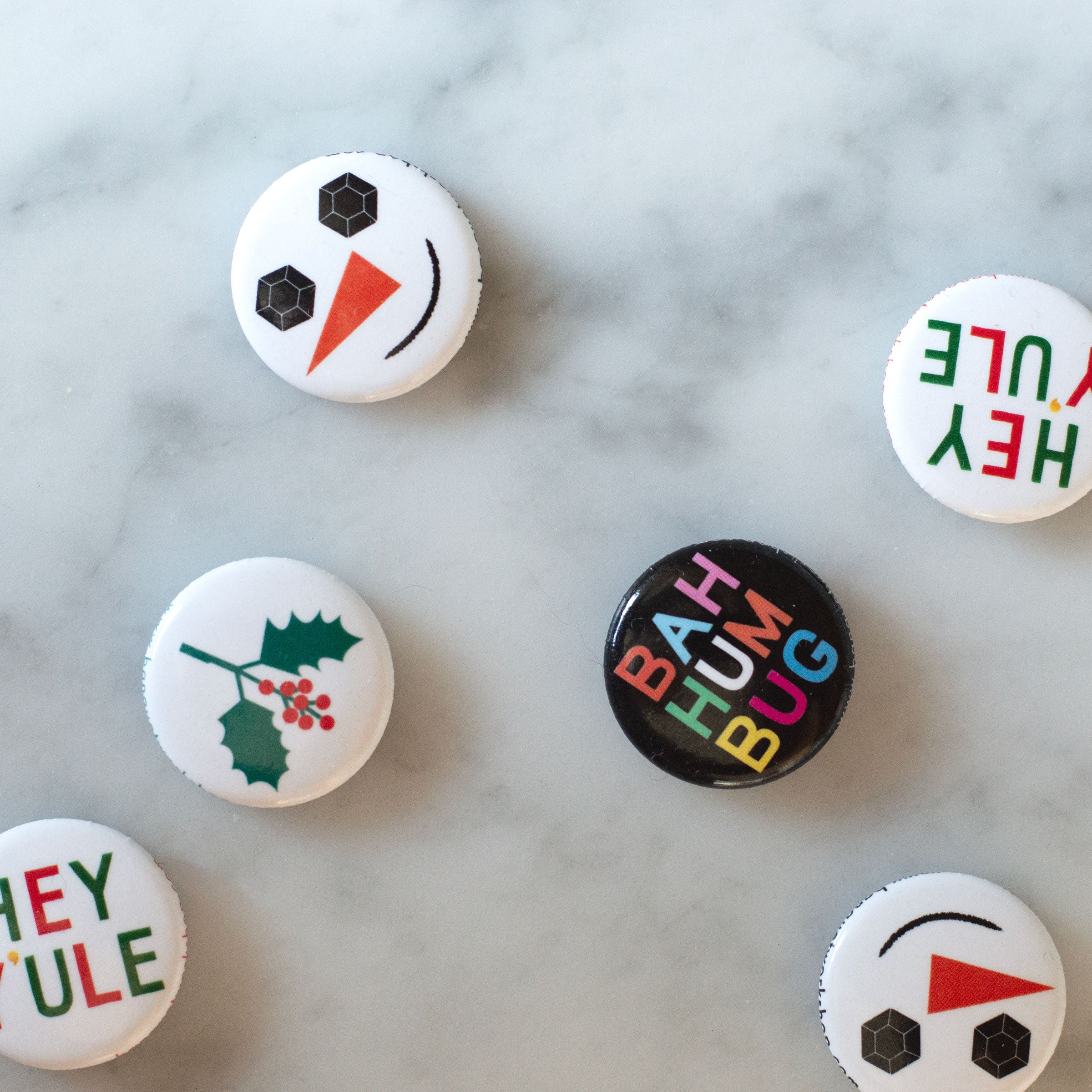 Multi-coloured Bah Humbug 1" Button