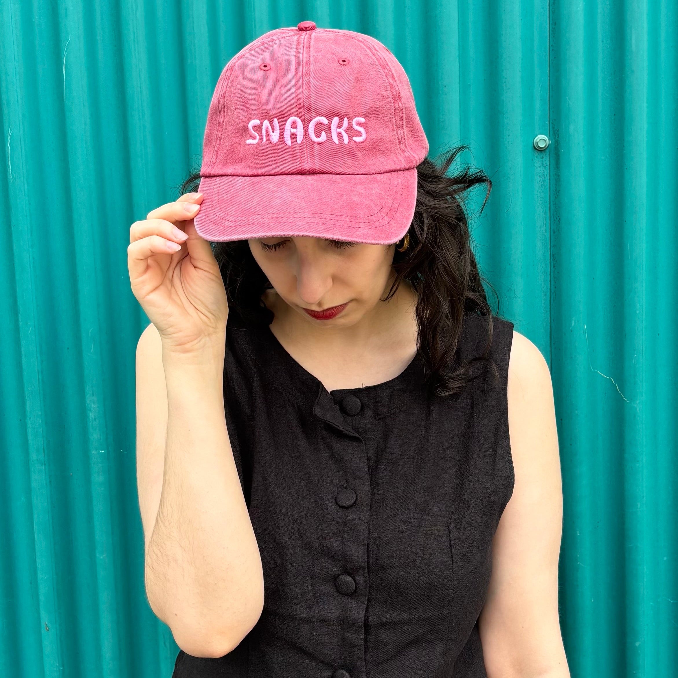 Pink on pink snacks baseball cap