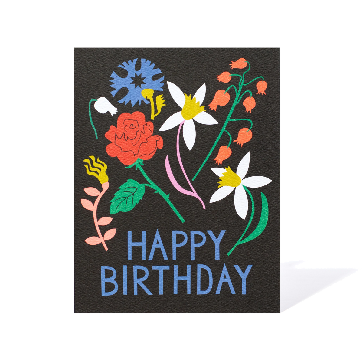 Black and Brights Floral Happy Birthday Card