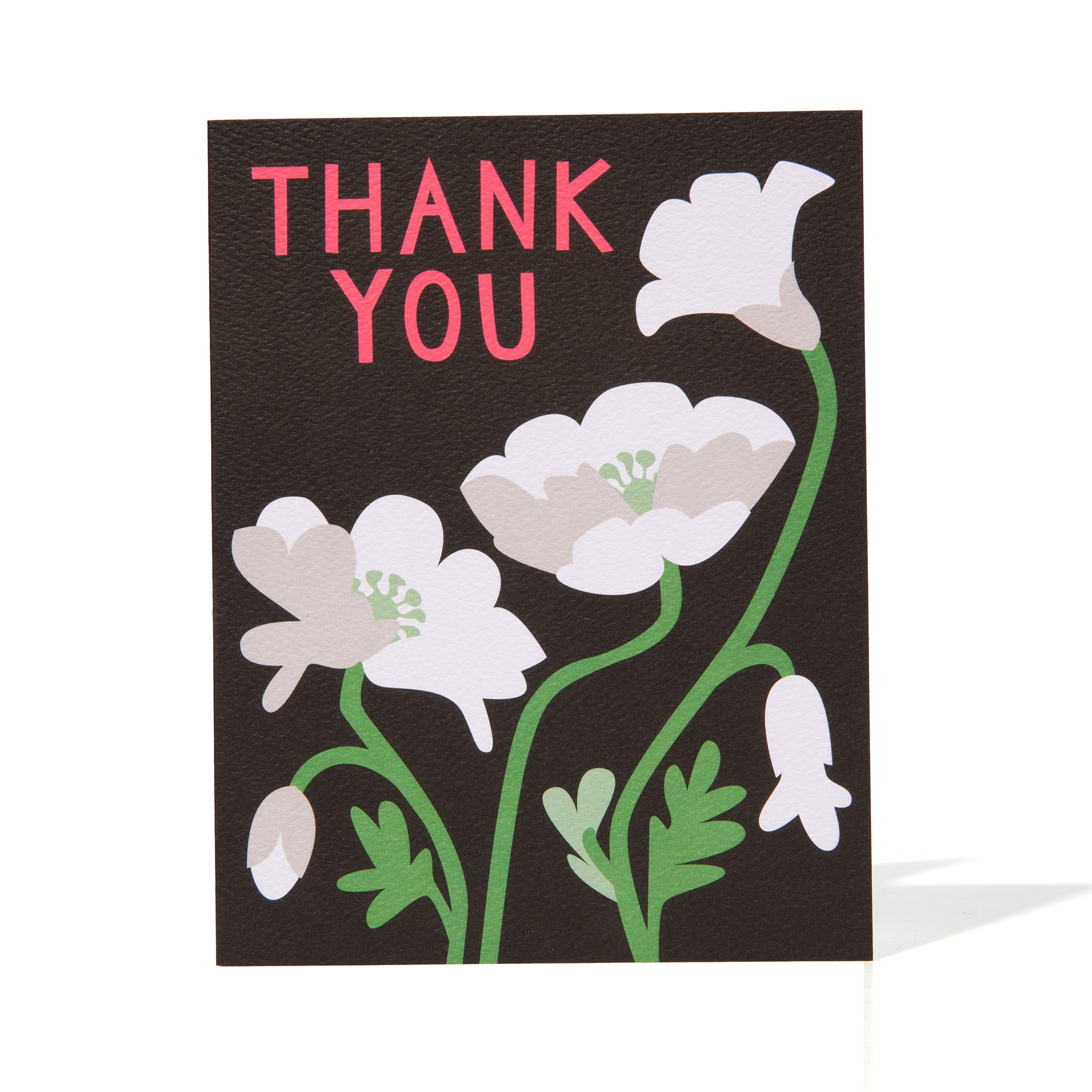 White Poppy Thank You Note Card