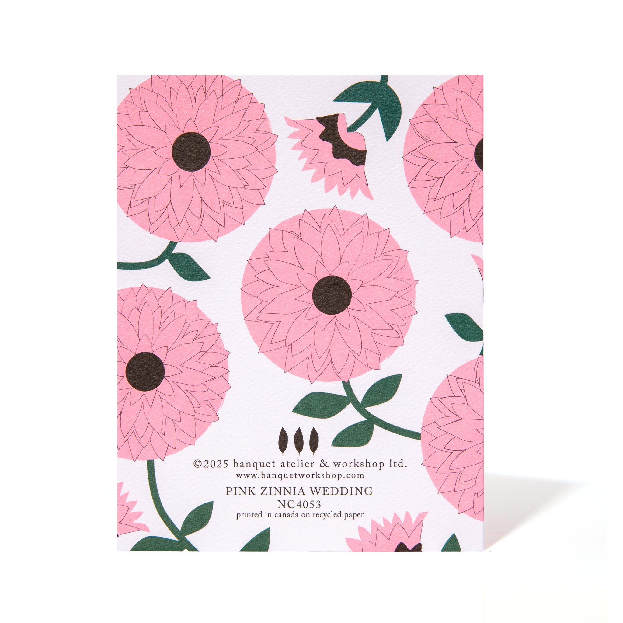 Pink Zinnia Wedding Card