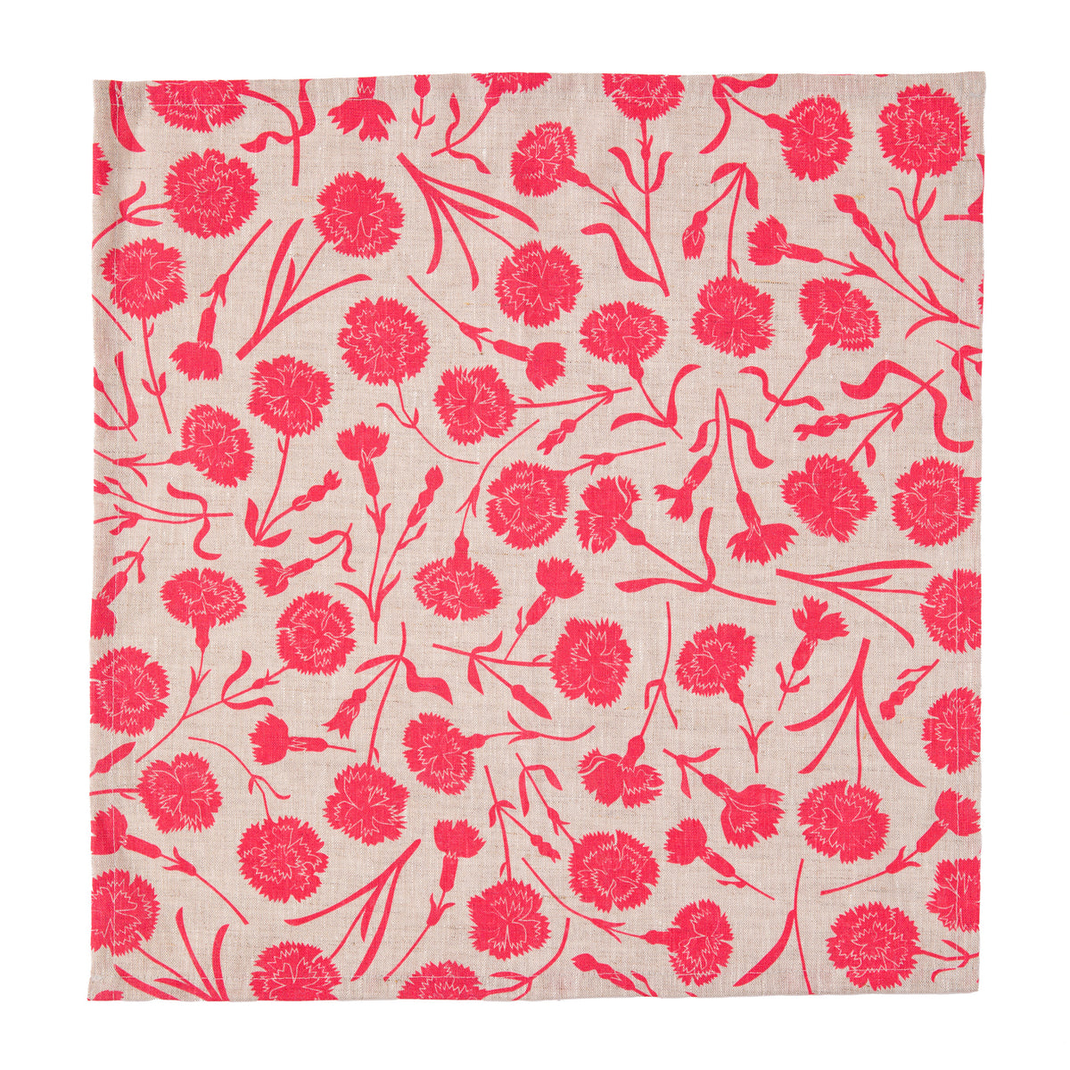 Neon Pink Carnations all-linen Napkins