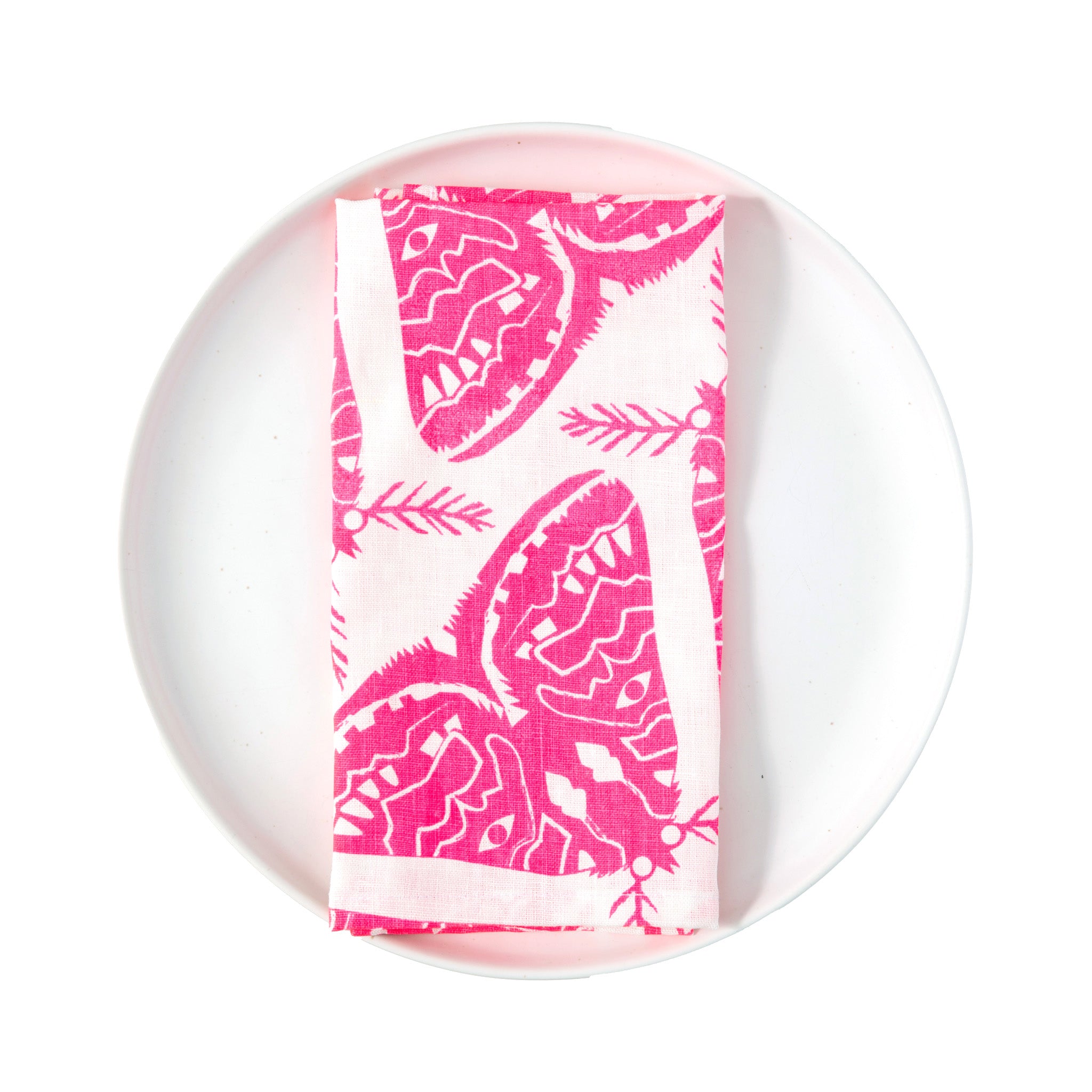 A Pair of Moths Linen Napkins in Neon Pink