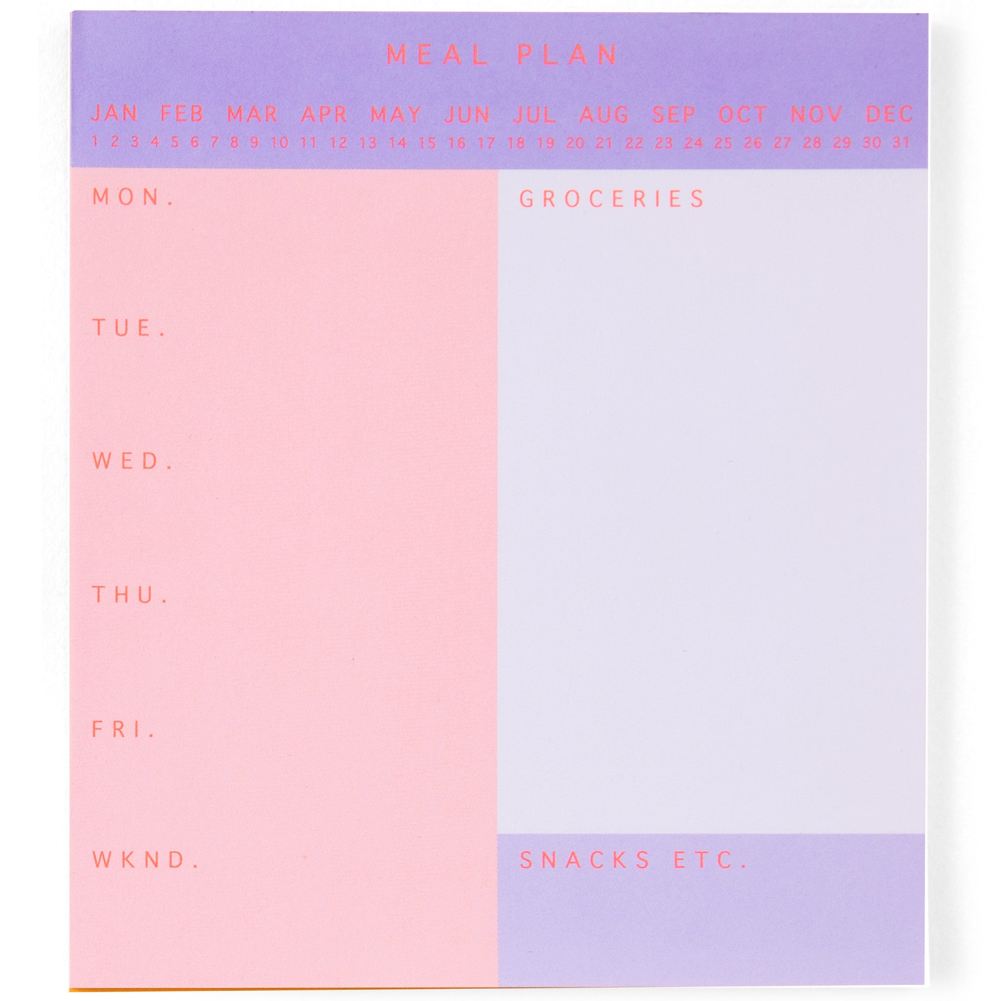 Simple Menu Planner Notepad