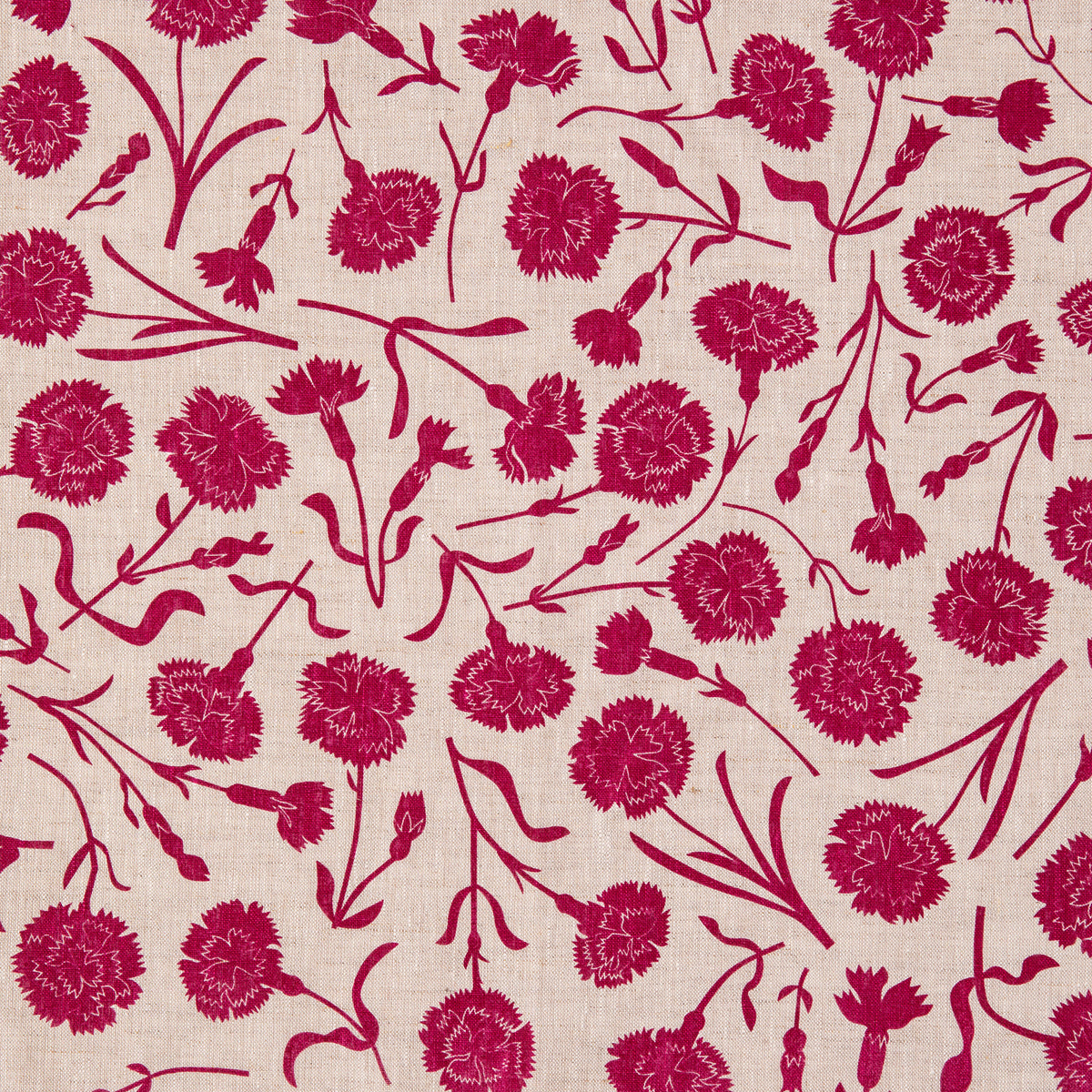 Burgundy Carnations 100% Linen Tea Towel