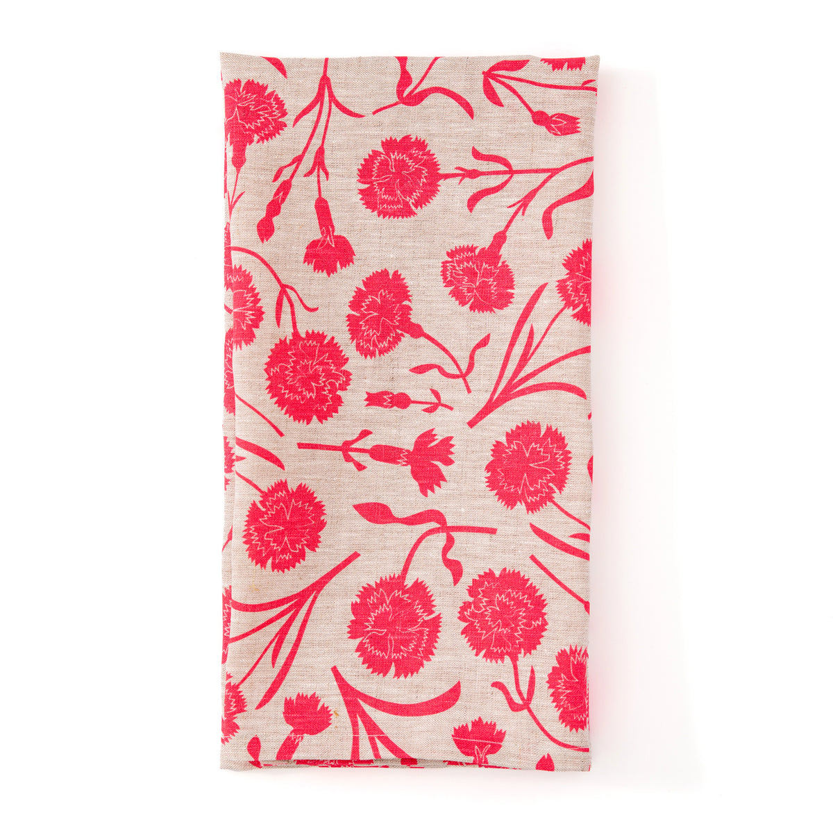 Neon Pink Carnations Tea Towel