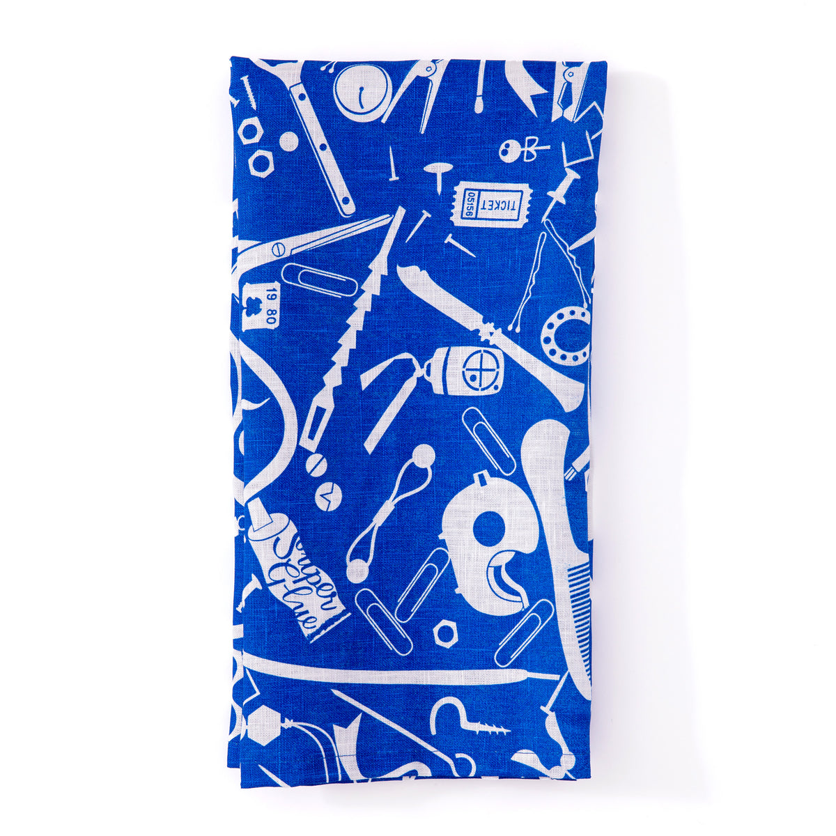 Electric Blue Junk Drawer 100% Linen Tea Towel