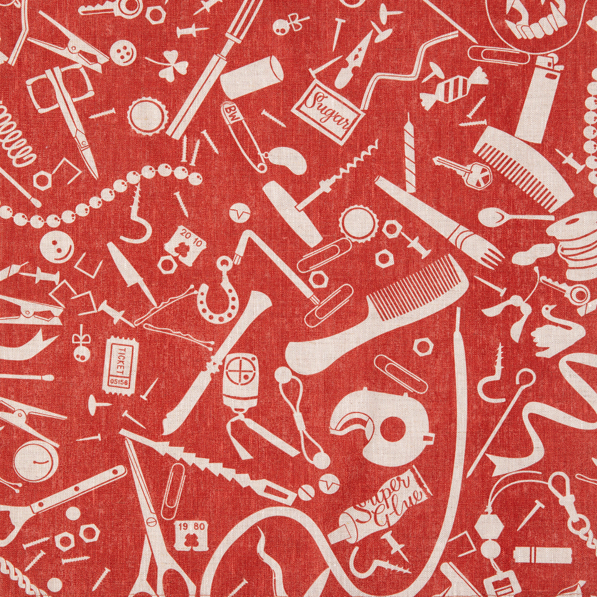 Rust "Junk Drawer" Screen Printed Tea Towel