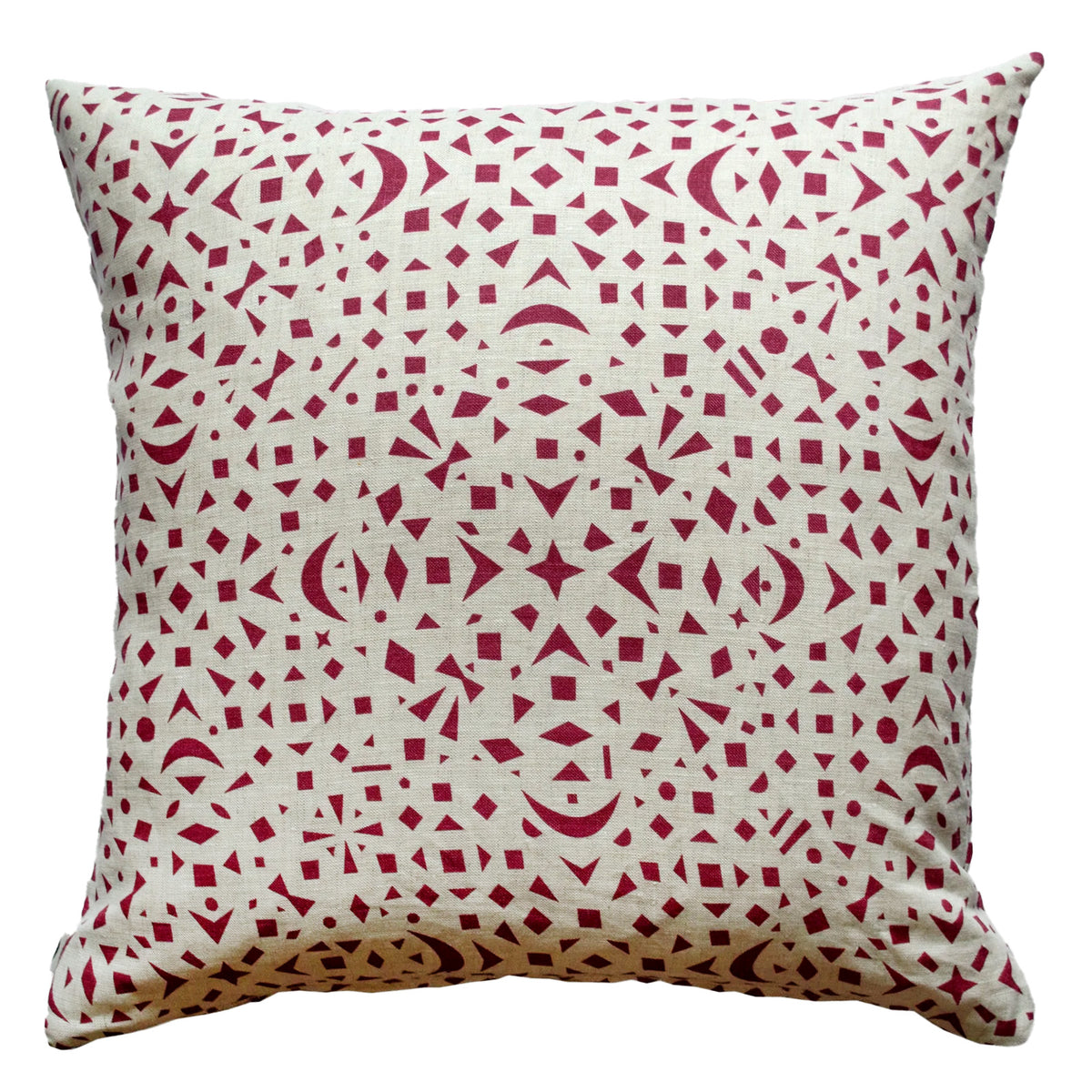 Burgundy Snowflakes 100% Linen Pillow Cover