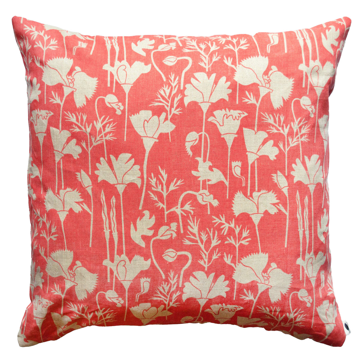 Tomato Soup California Poppies 100% Linen Pillow Cover
