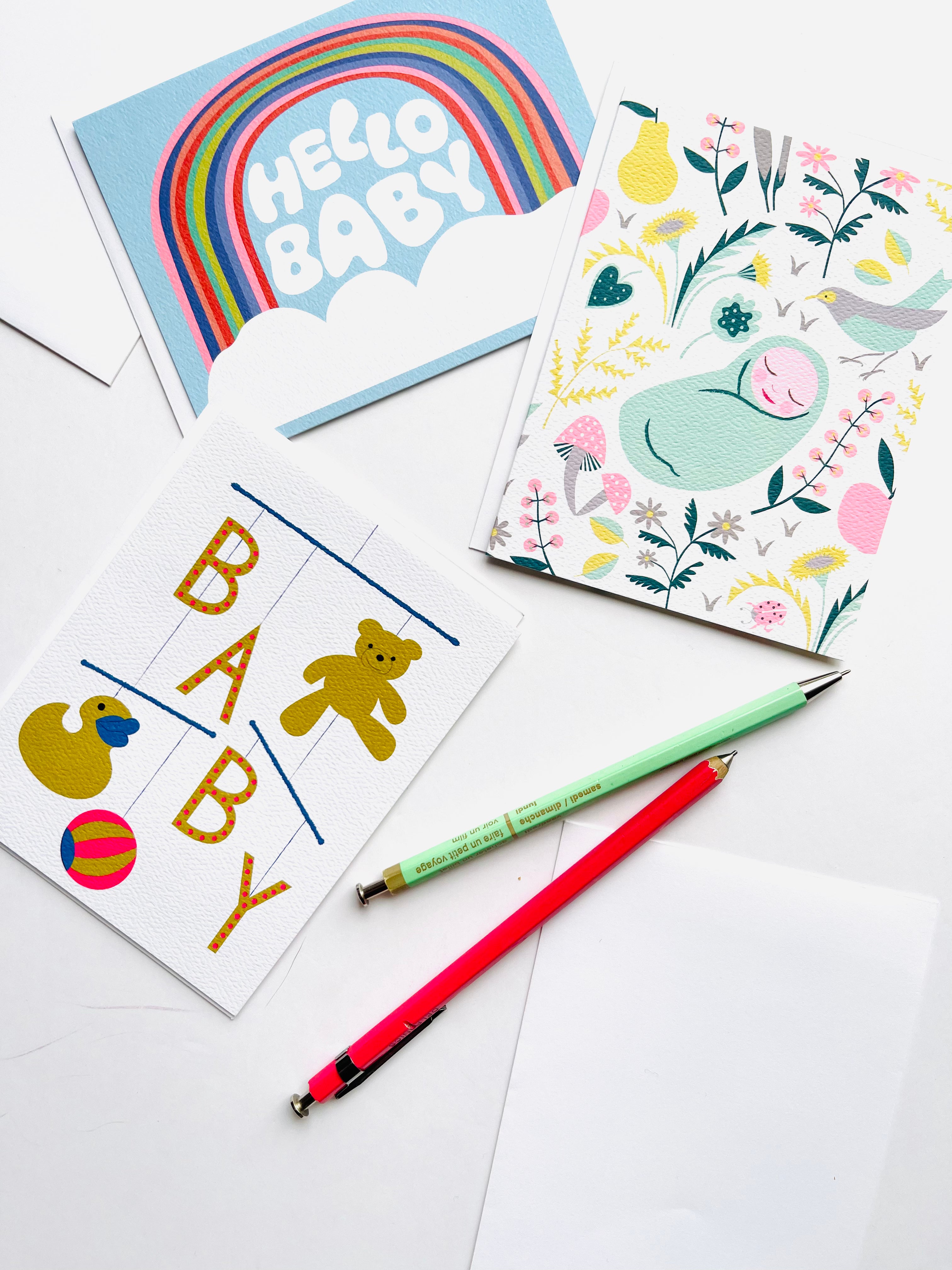 Hello Baby Rainbow and Clouds Card