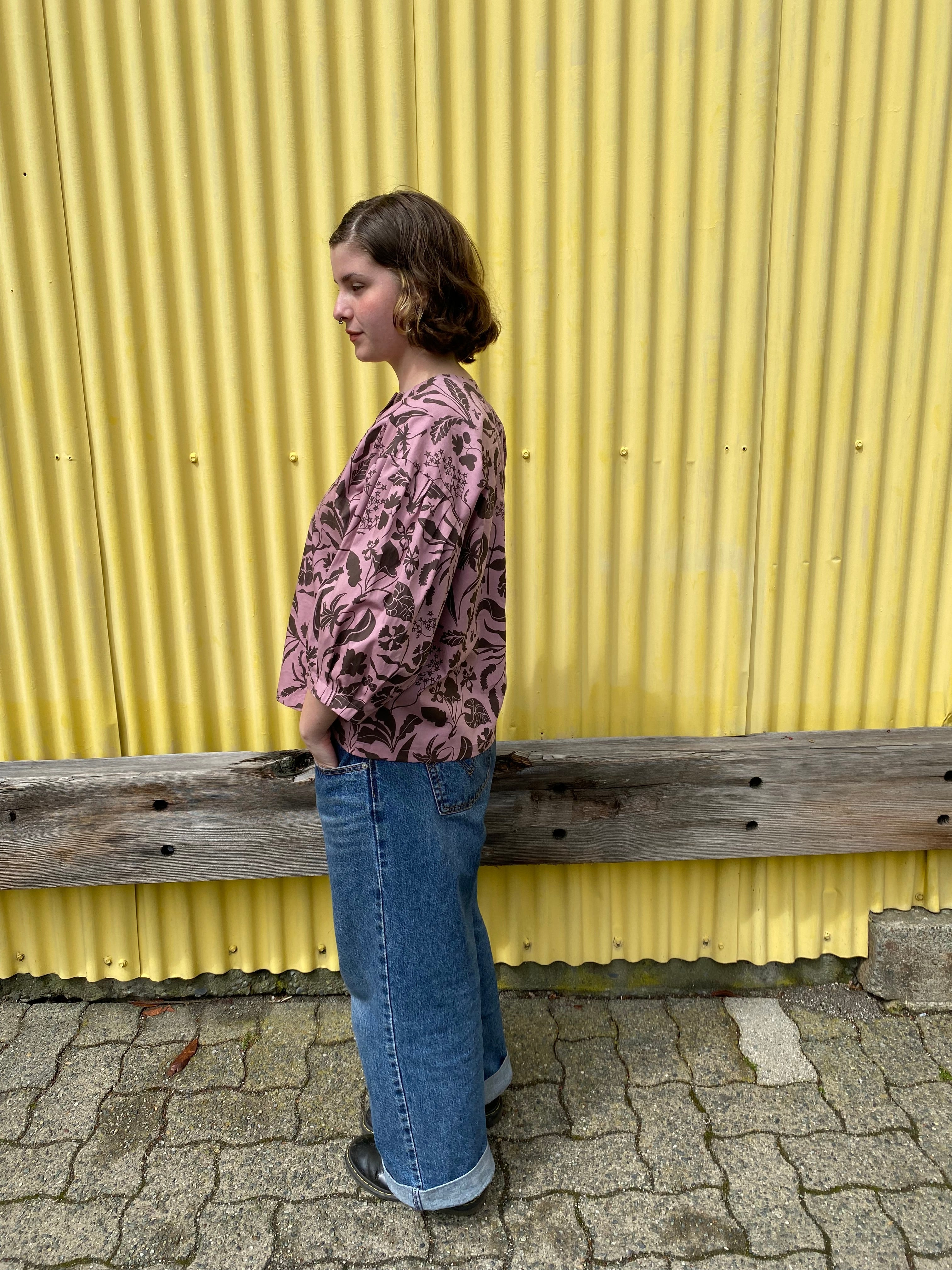 Antonia Blouse in Chocolate and Rose Wildflowers