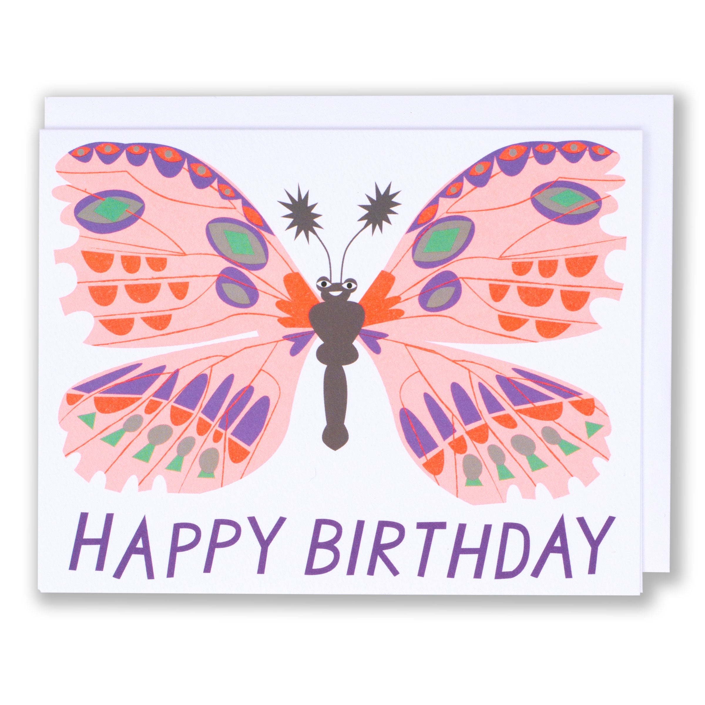 Favourite Pastel neon peach butterfly birthday card