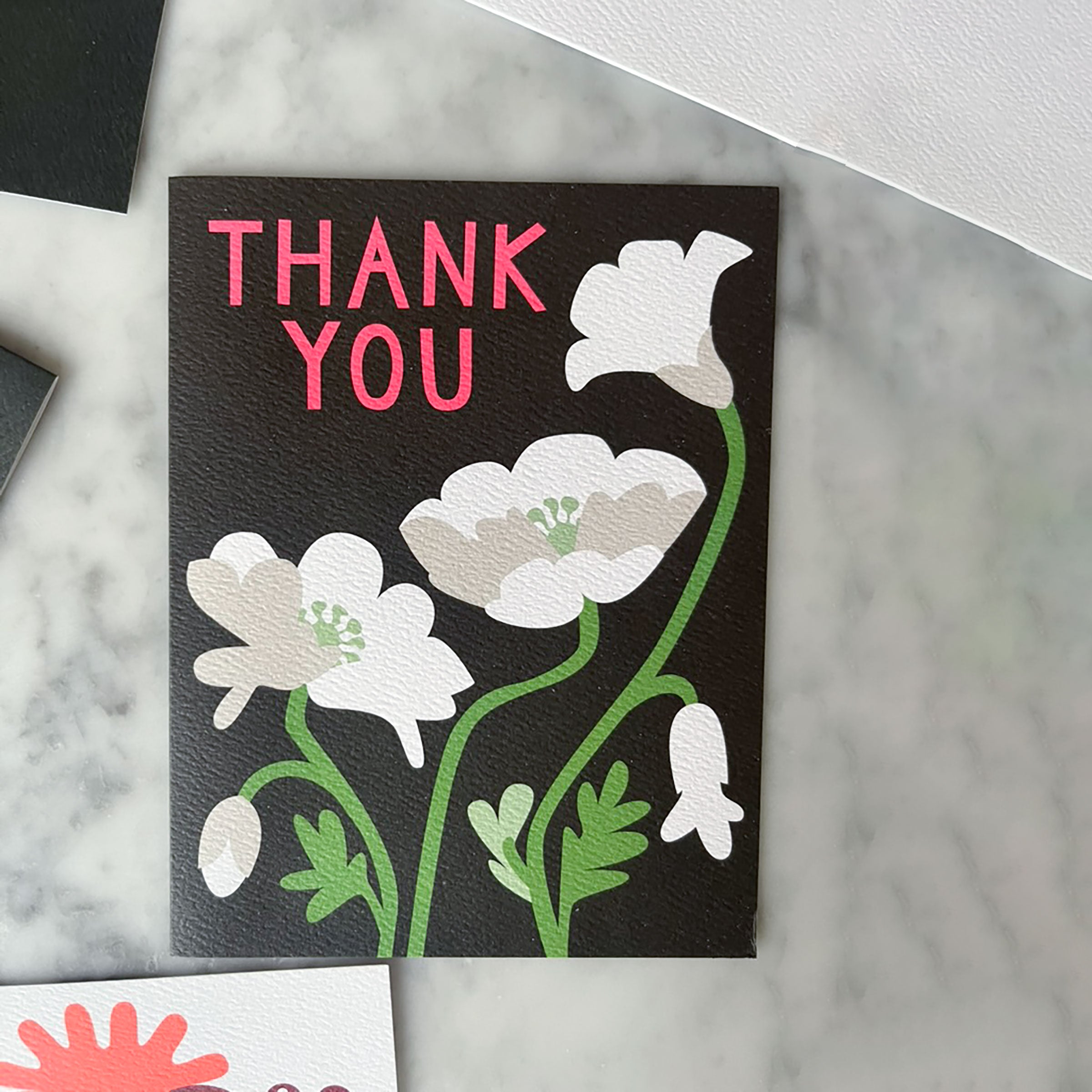 White Poppy Thank You Note Card