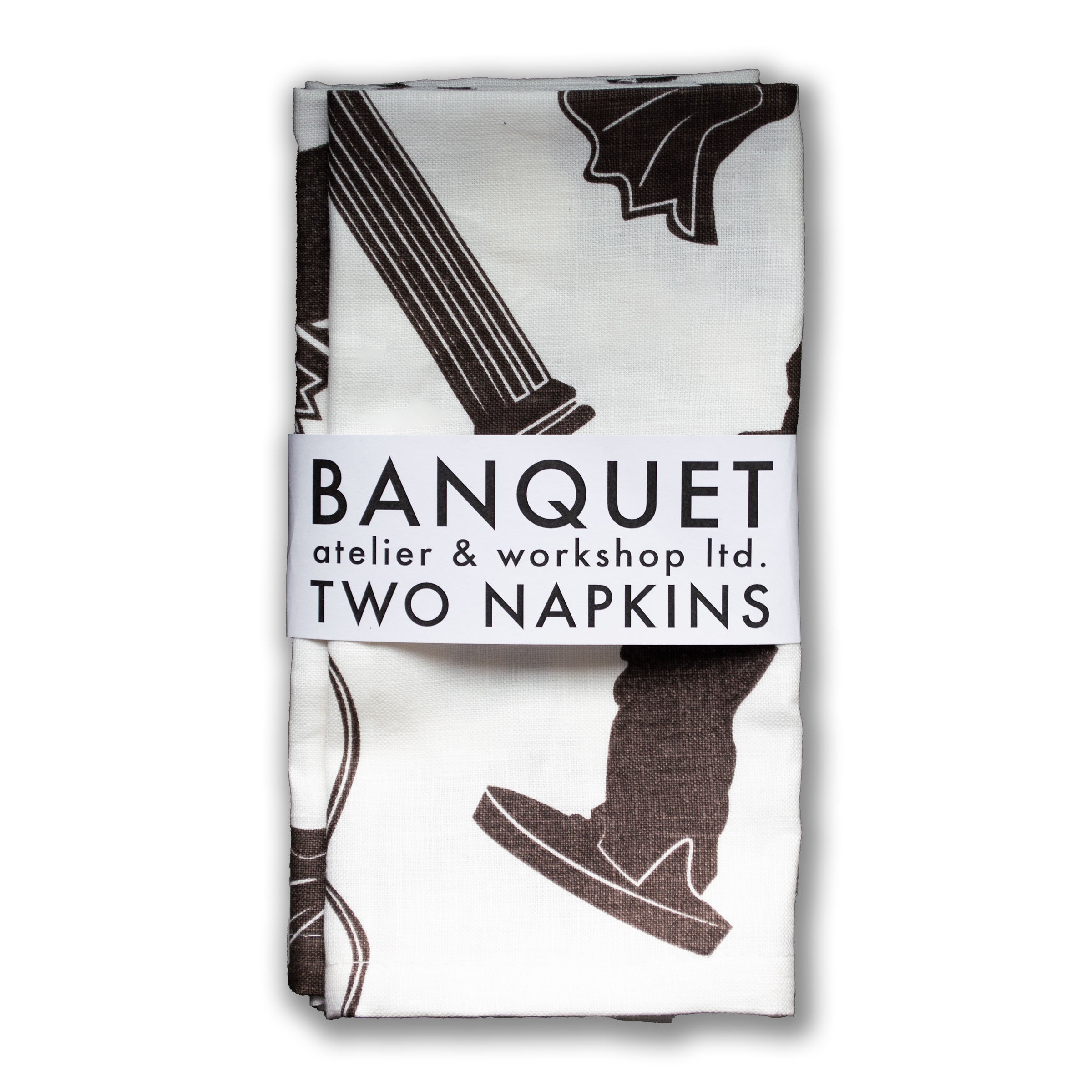 Packaged napkins with brown and white design