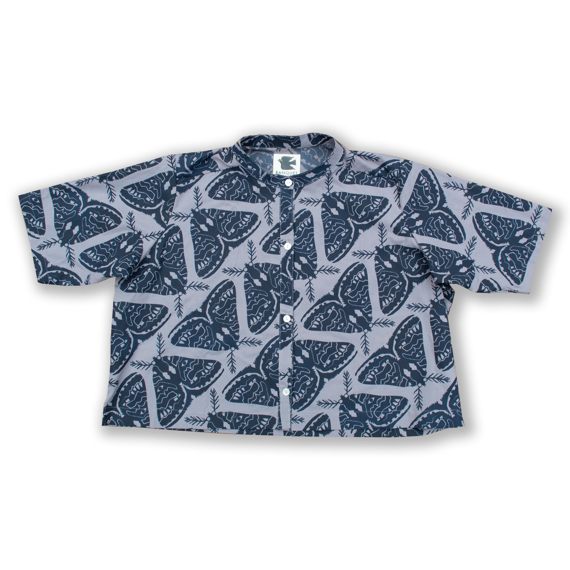 Agnes Shirt in Taupe and Charcoal Moths
