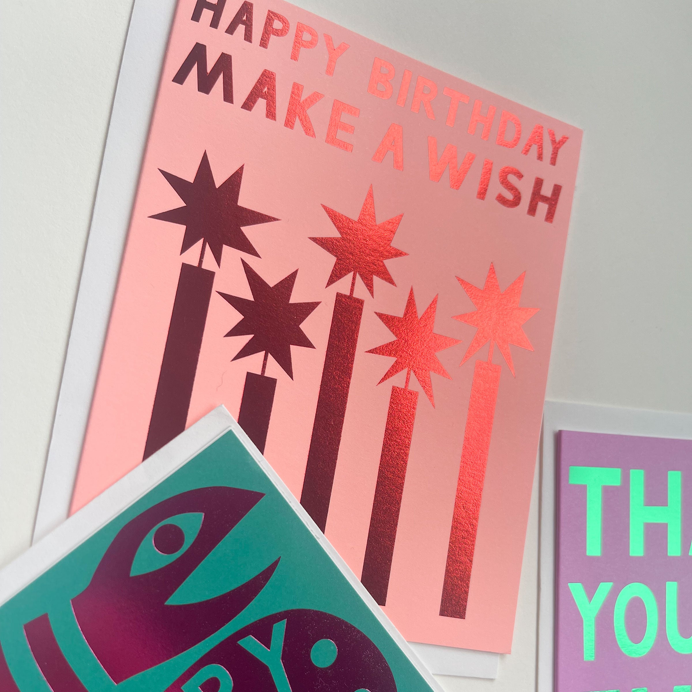 Red Foil Happy Birthday Make a Wish Note Card