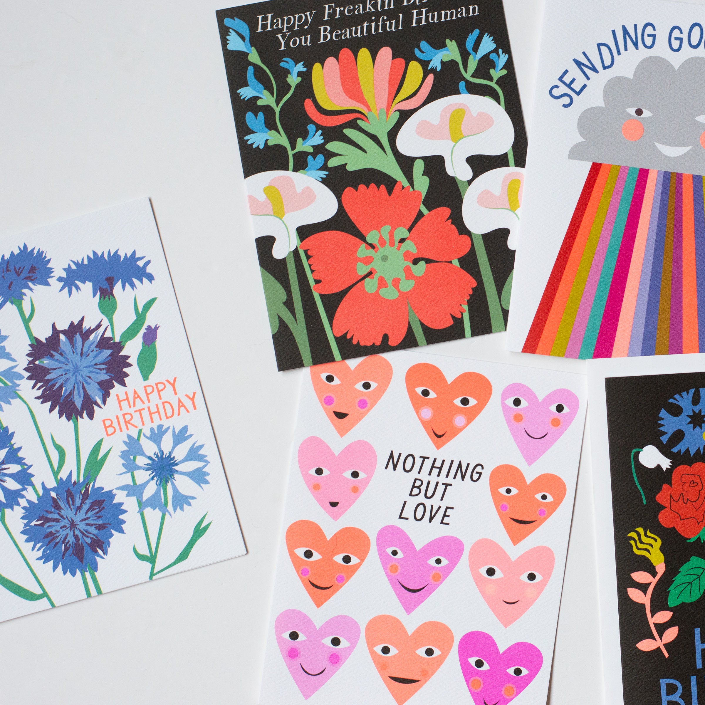 Sending Good Vibes Cloud and Rainbow Note Card