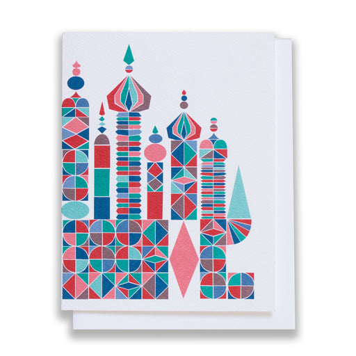 russian castle/geometrics/castle from squares and triangles/christmas cards/holiday cards/blank cards