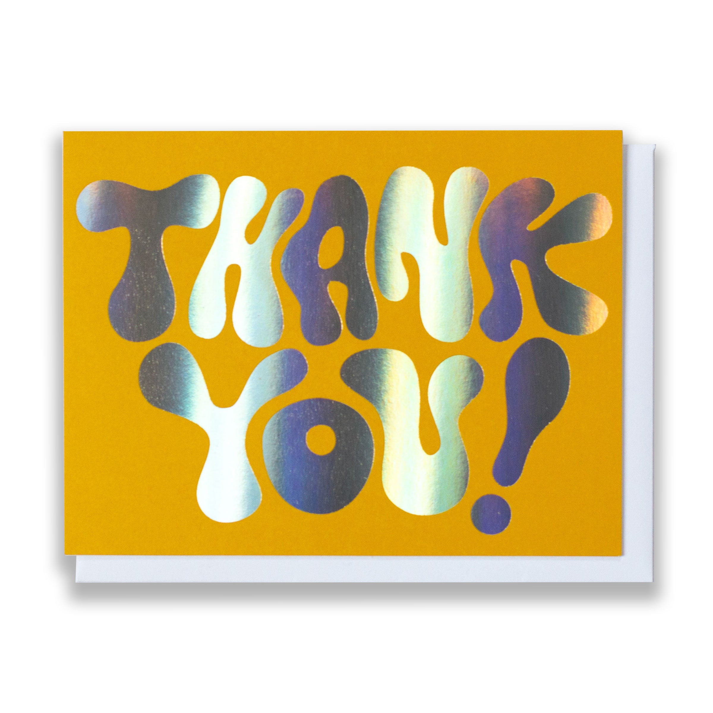 Note Cards with Hologram Foil Bubble Letters on a sunflower yellow card stock