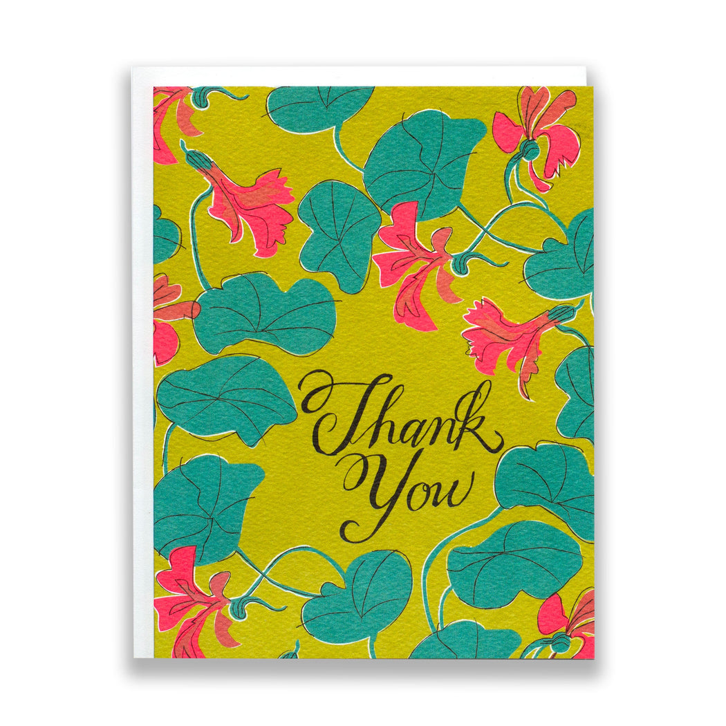 floral thank you card/nasturtiums/thank you cards