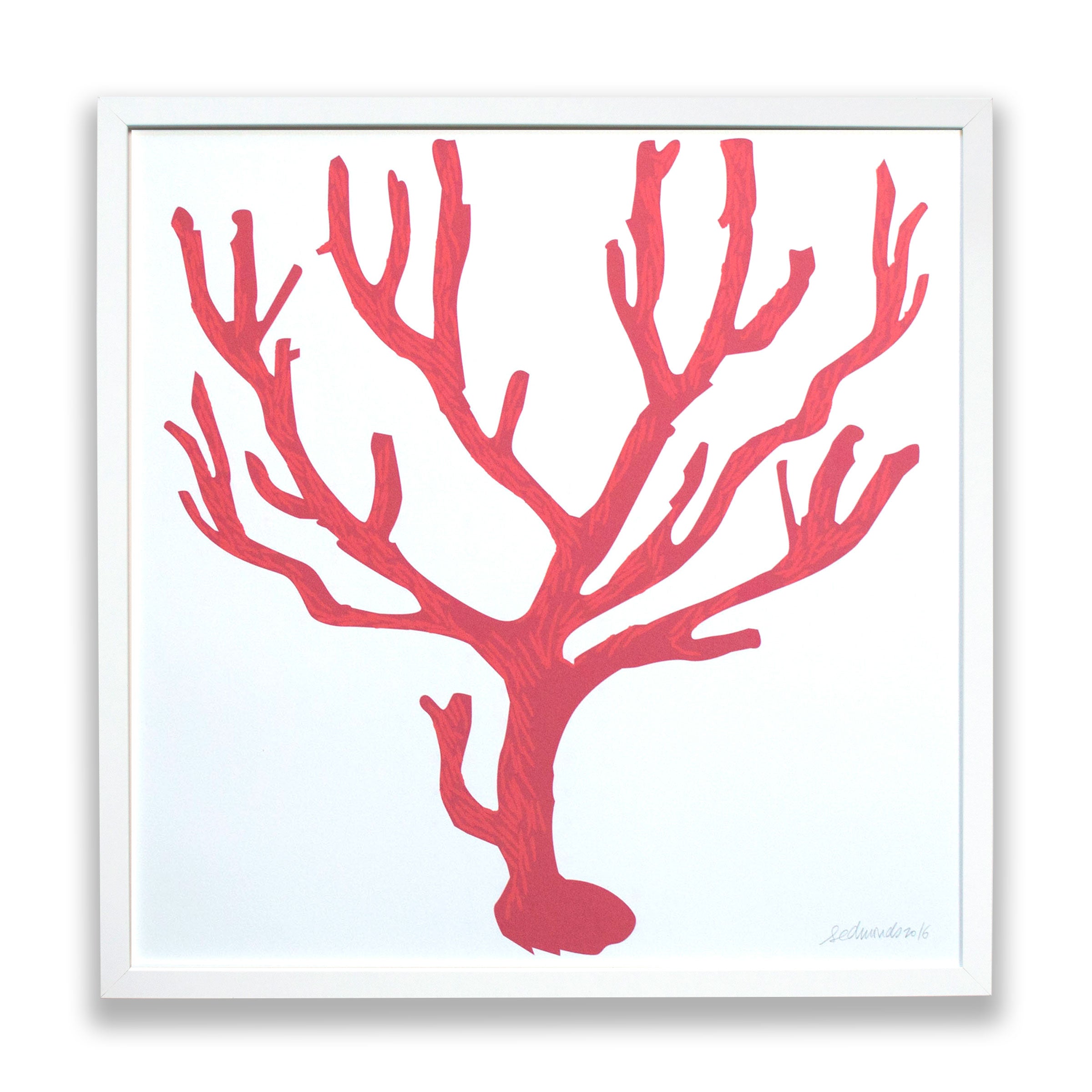 italian coral/italian red coral poster/screen print/classical art/red wall art