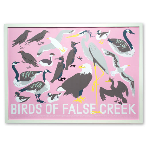 A poster version of the Birds of False Creek mural opposite Granville Island