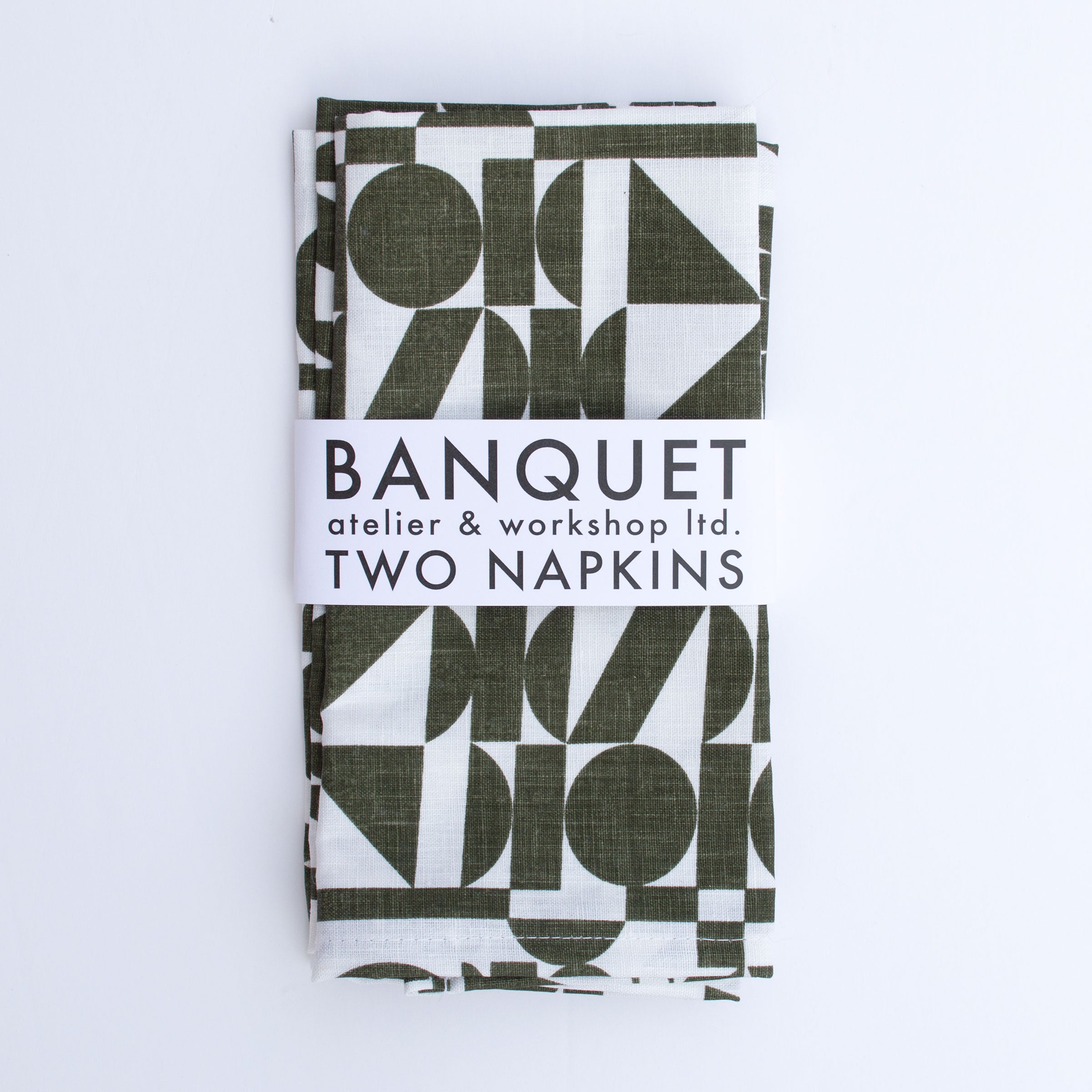 khaki and white geometric shape napkins