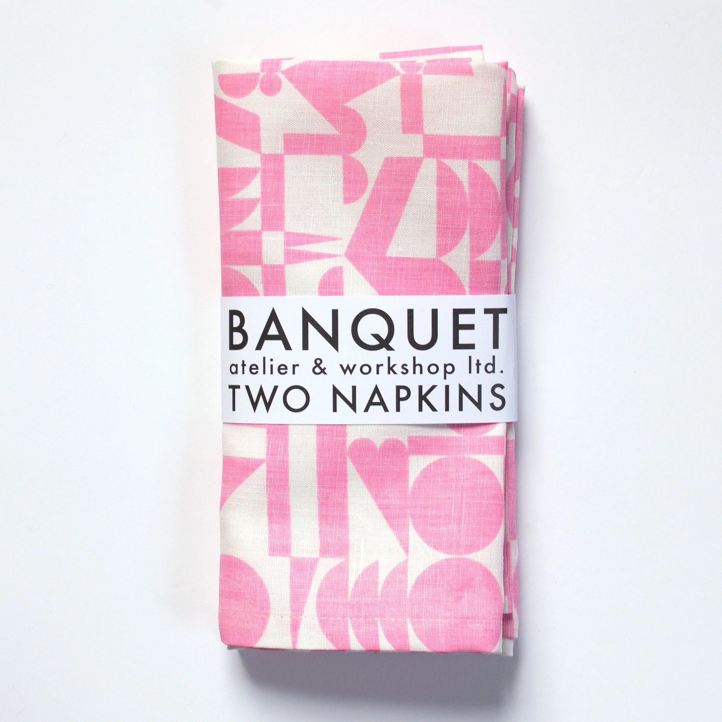 A Pair of Soft Pink Geometrics Linen Napkins
