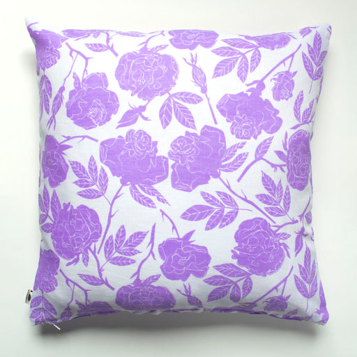 Lilac Wild Roses Linen Pillow Cover