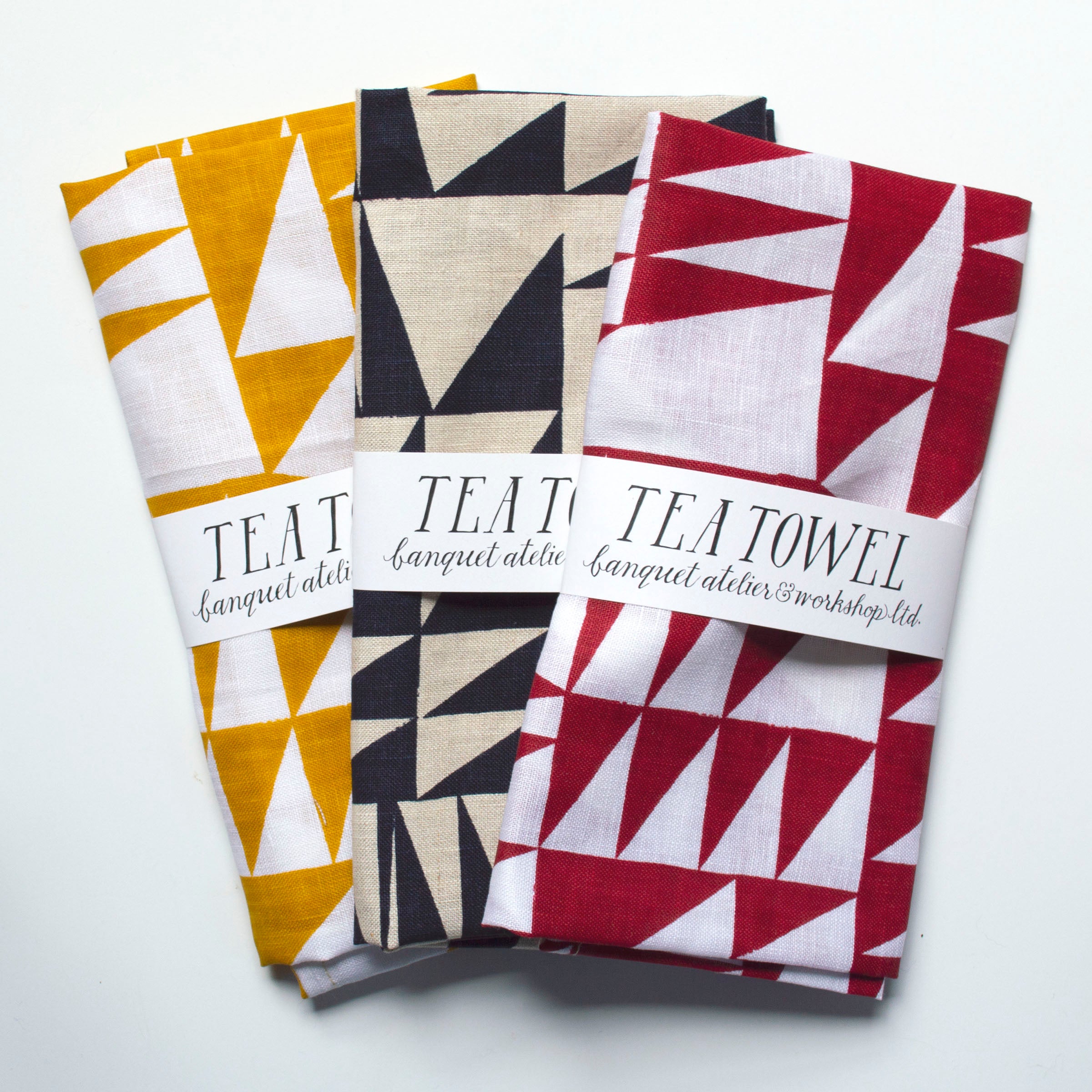 Red Neo Geo Triangles Linen Napkins - set of two