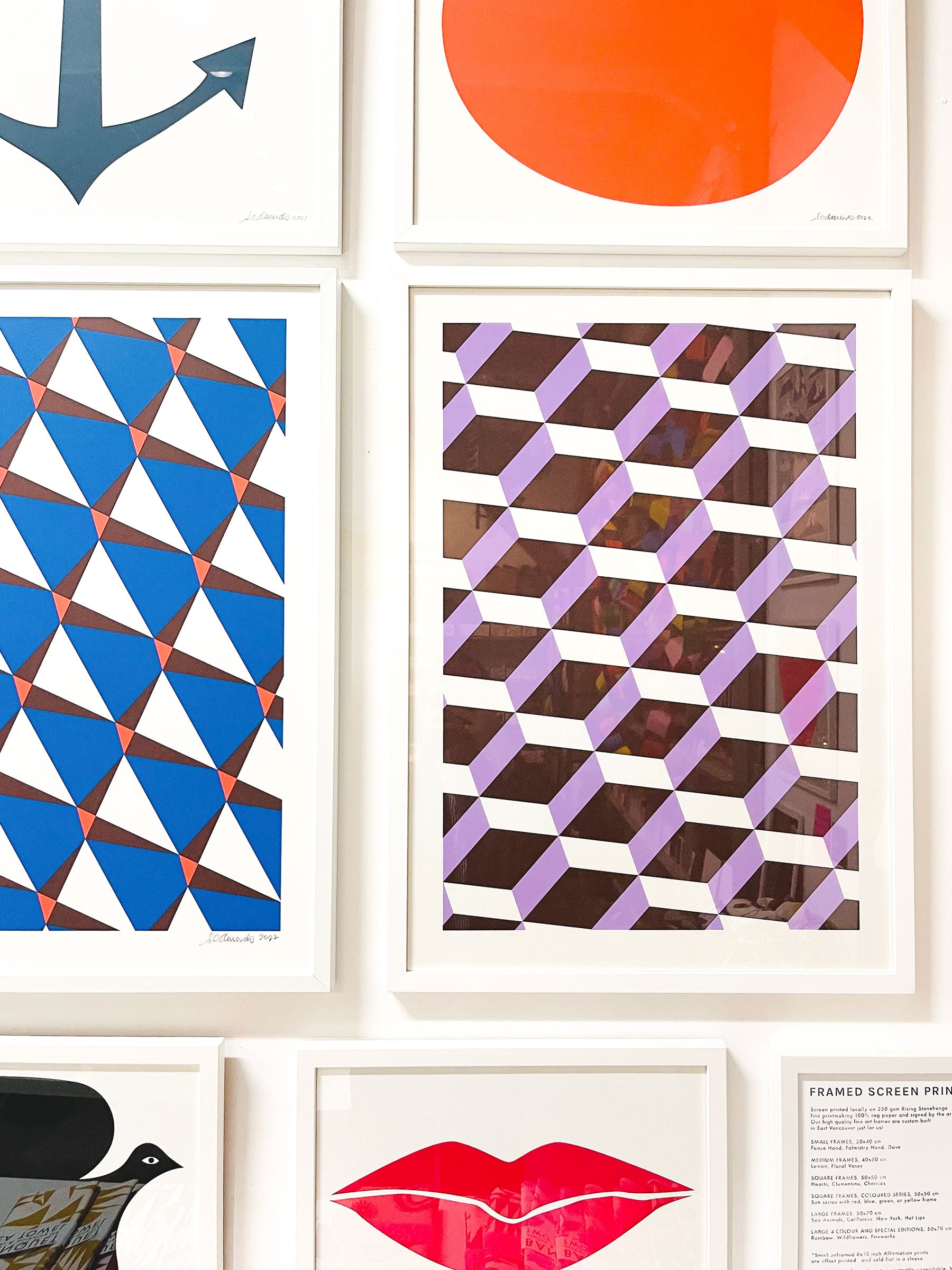 Geometrics Chocolate and Lilac Signed Screen Print