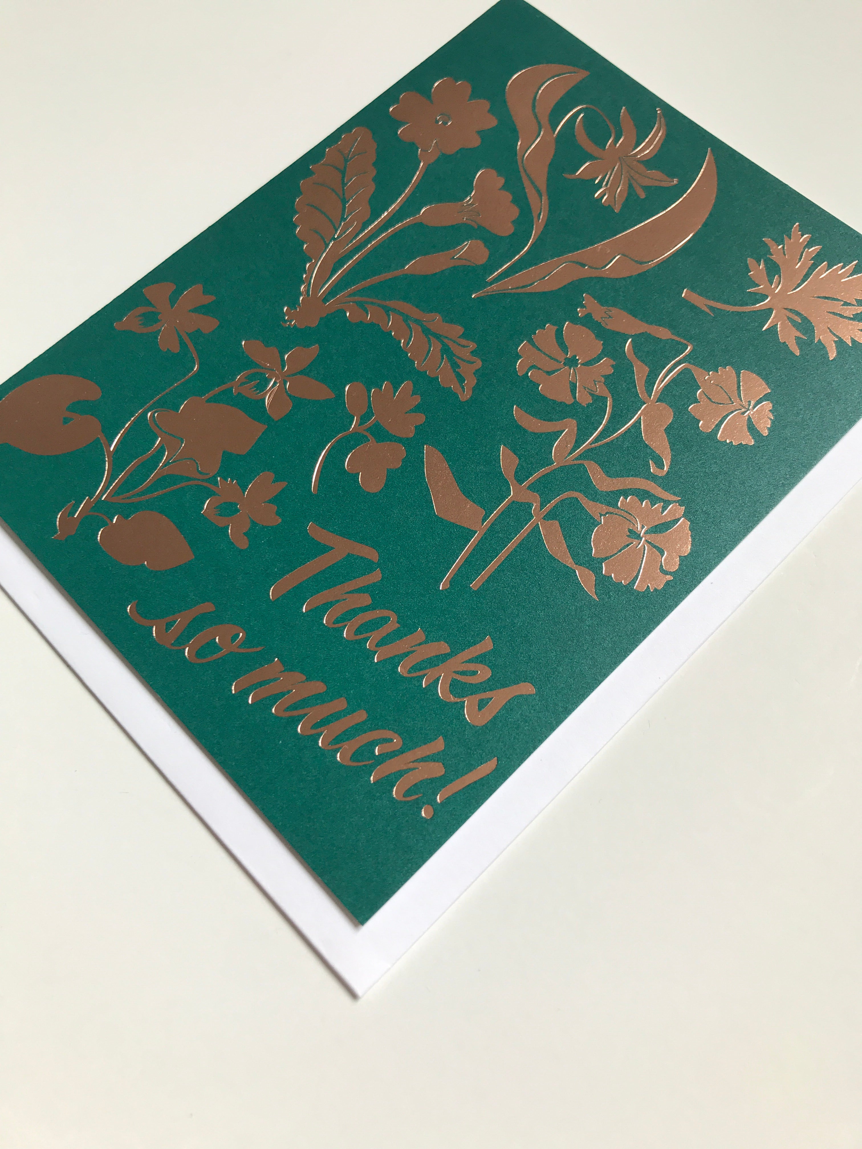 Thanks Wildflowers Rose Gold Foil Note Card