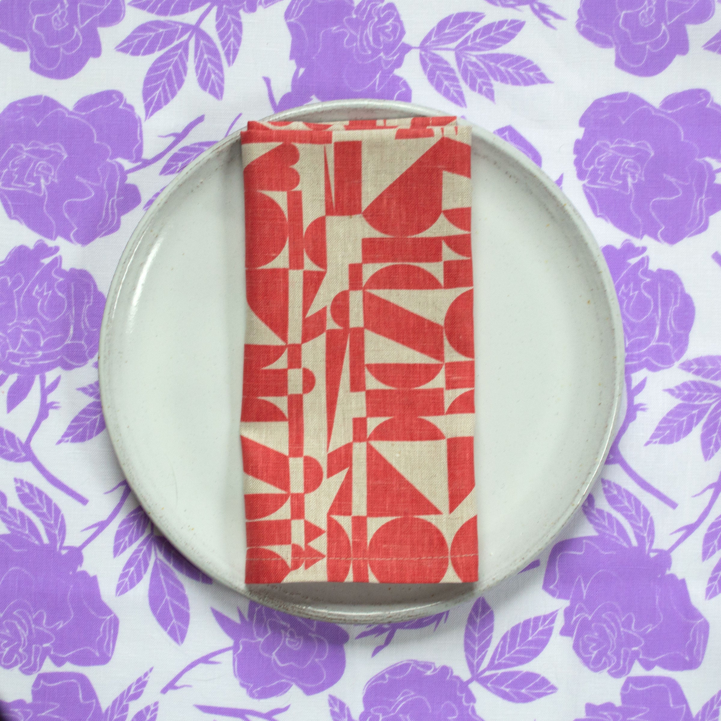 Wild Roses in Lavender Linen Napkins