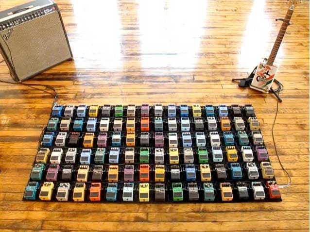 Guitar Pedals, An Interactive Art Installation of 96 Guitar Effects Pedals by David Byrne