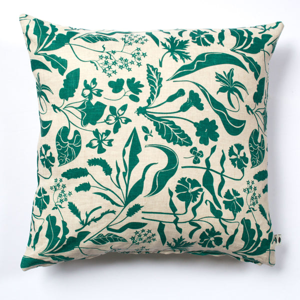 green floral throw pillow