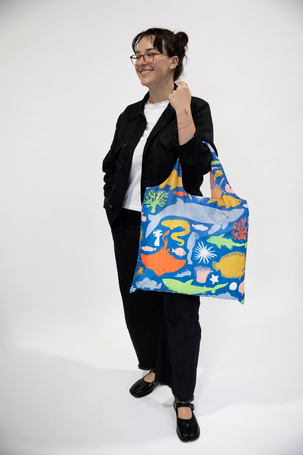 Art Sack - Reusable Grocery Bag featuring Cool Fish