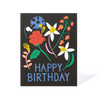 Black and Brights Floral Happy Birthday Card