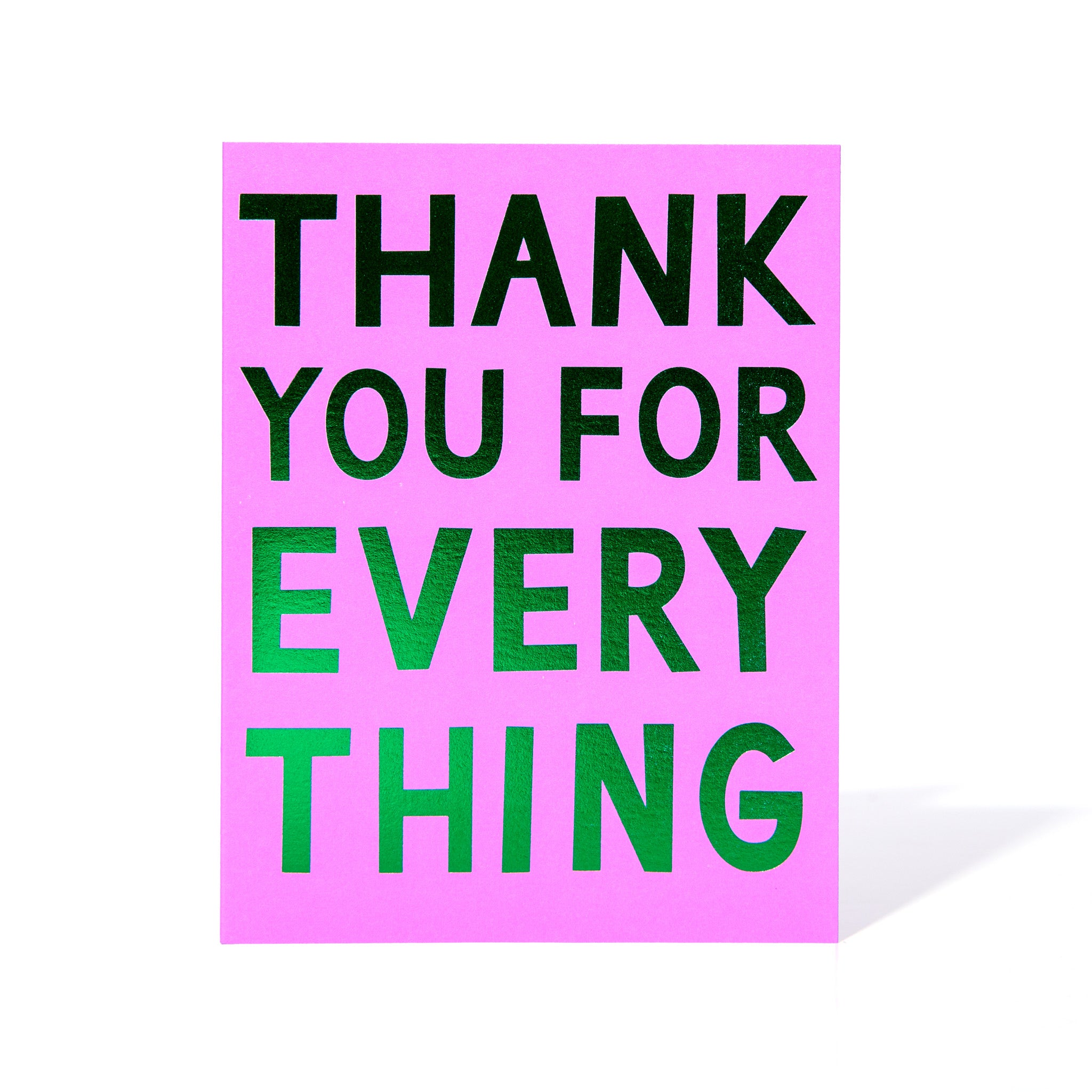 Orchid Pink with Emerald Green Foil Thank You Note Card