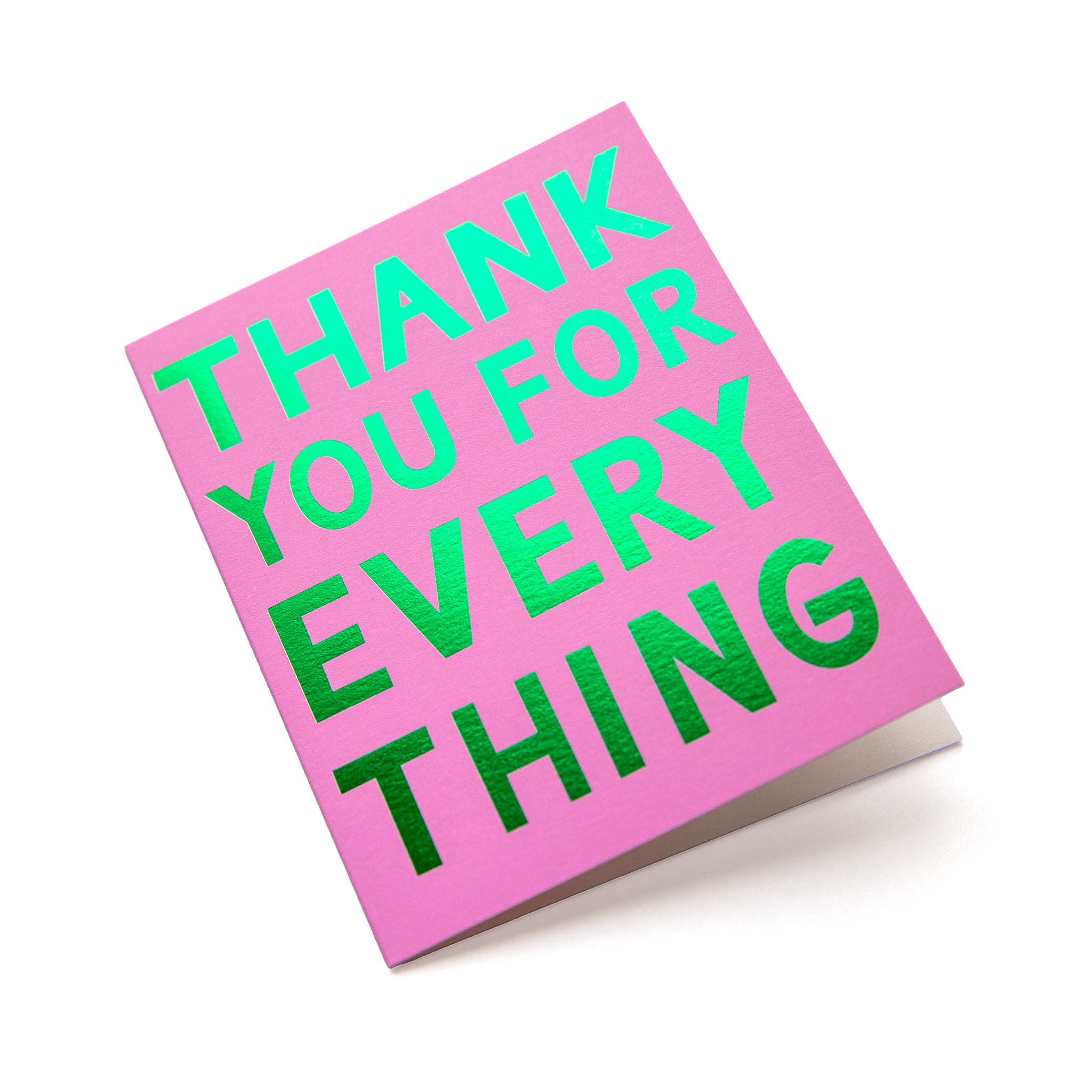 Orchid Pink with Emerald Green Foil Thank You Note Card