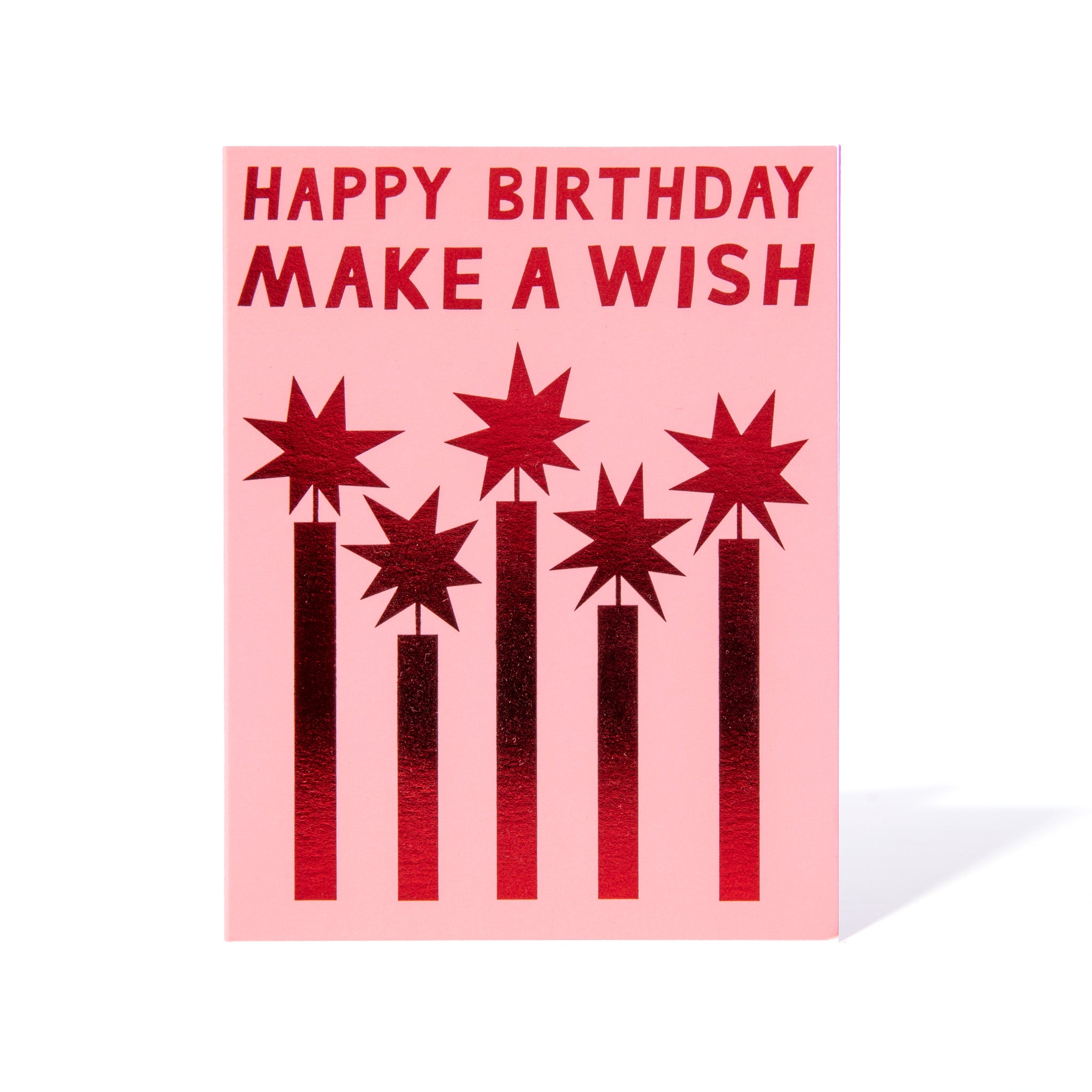Red Foil Happy Birthday Make a Wish Note Card