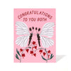 A Pair of Kissing Moths Congratulations Card