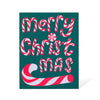 Neon Pink Merry Christmas Candy Canes Note Card