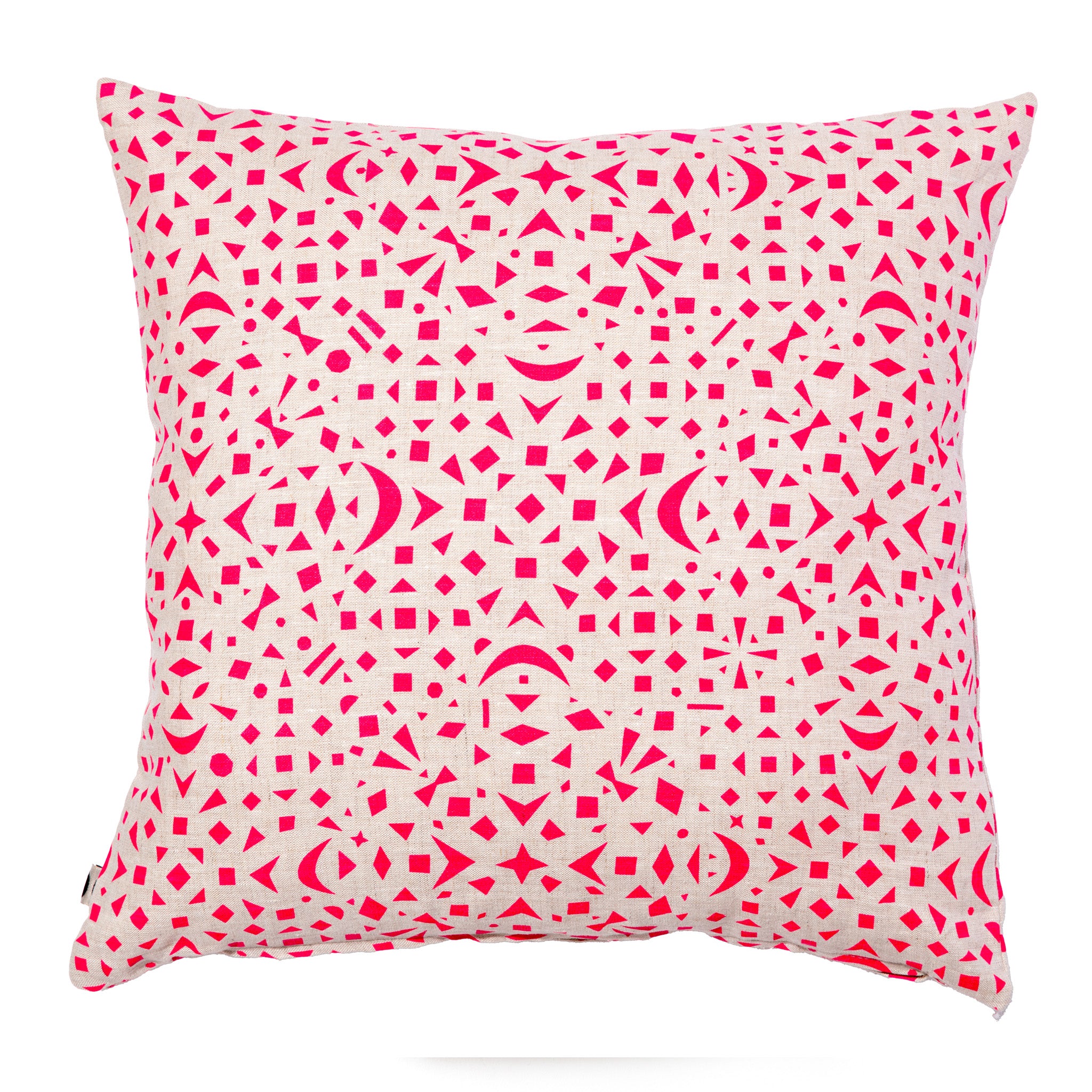 Neon Pink Snowflakes 100% Linen Pillow Cover