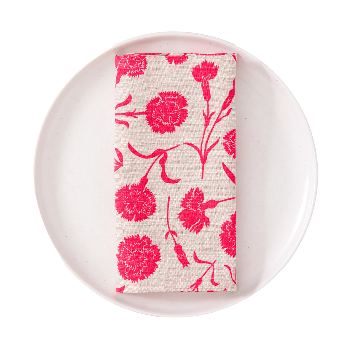 Neon Pink Carnations all-linen Napkins