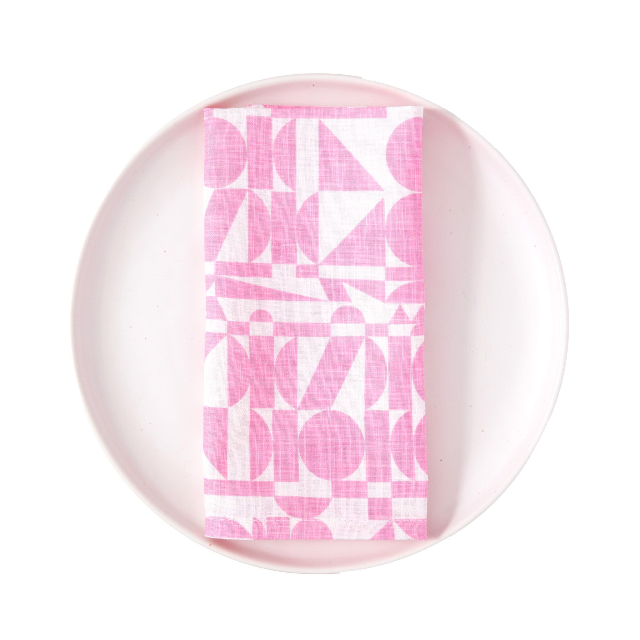 A Pair of Soft Pink Geometrics Linen Napkins
