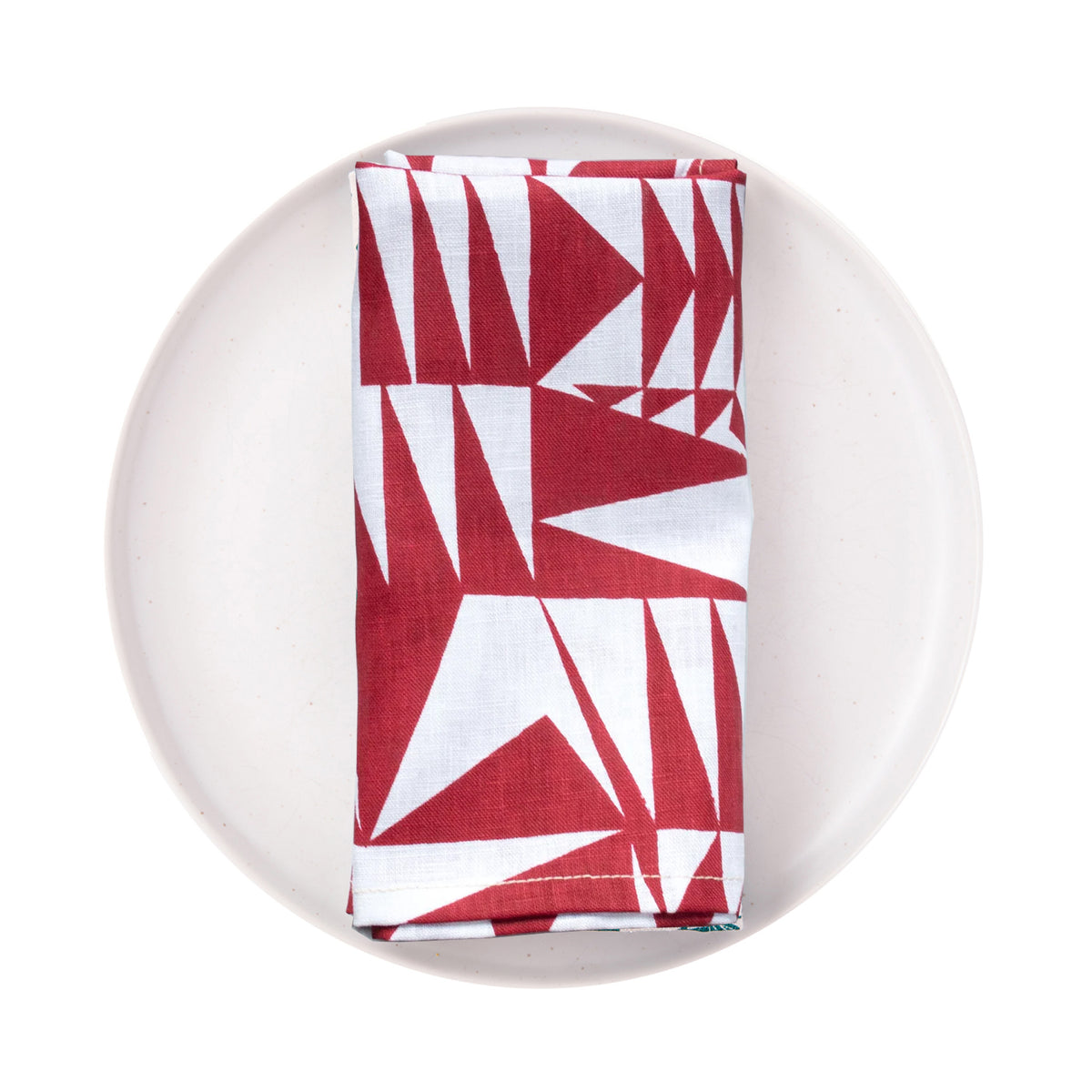 Red Neo Geo Triangles Linen Napkins - set of two