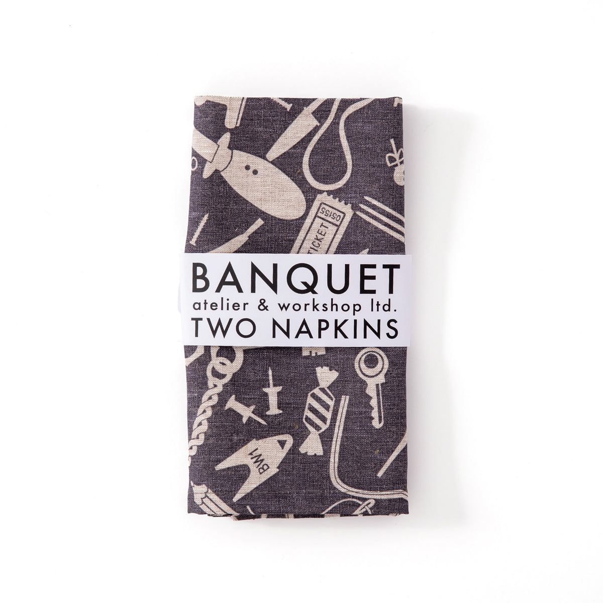 Junk Drawer all-linen Napkins in Charcoal