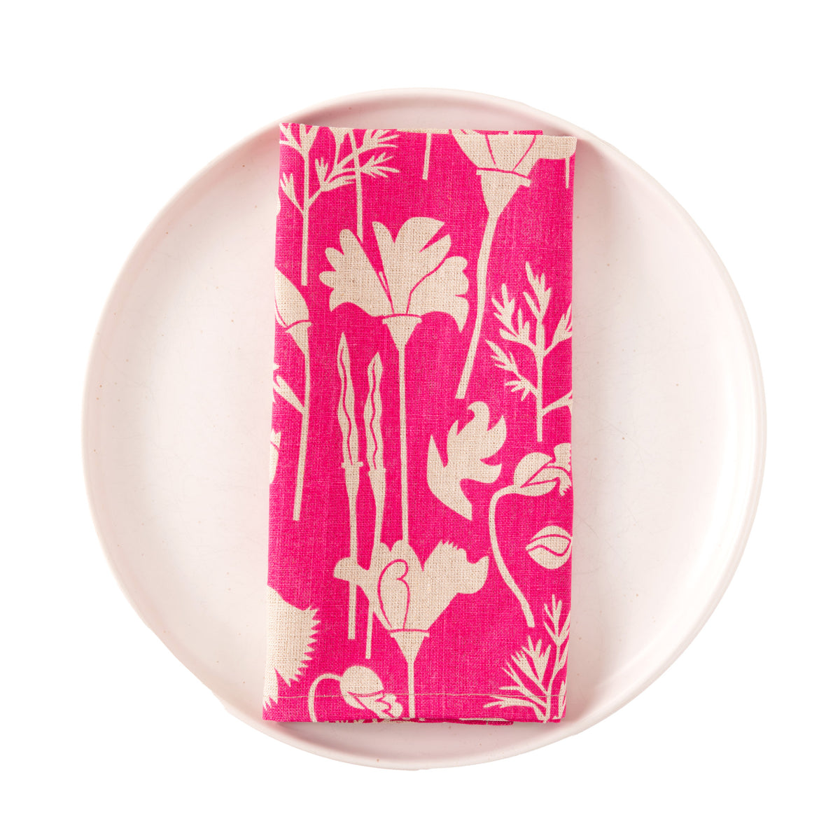 Raspberry Pink Poppies Linen Napkins
